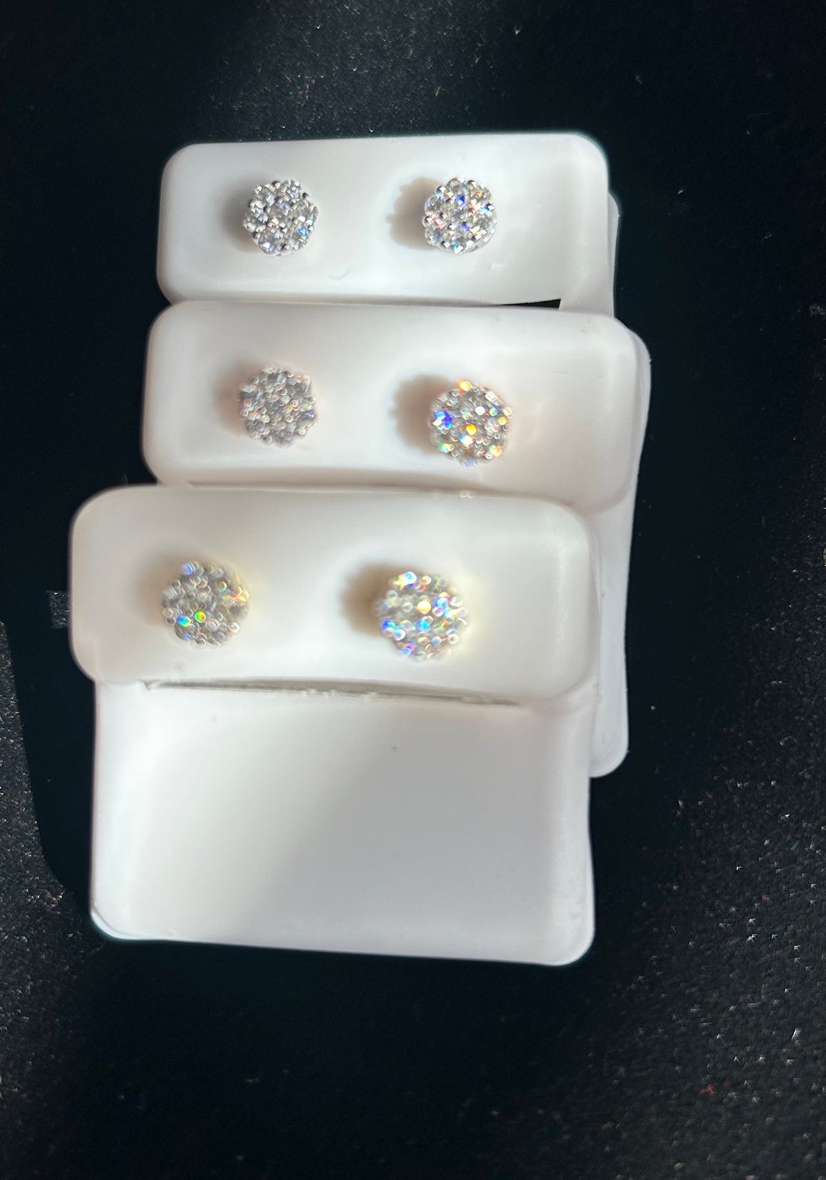 Silver & Moissanite flowers 4 sizes, 4 colors