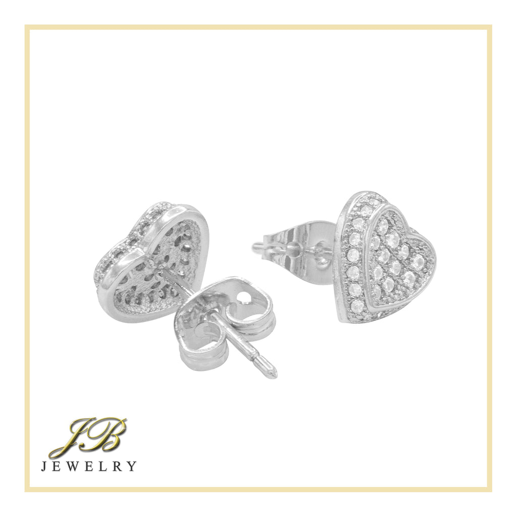 Heart 6 Cubic Zirconia Earrings 14K Gold Filled Silver Hip Hop Studs Jewelry Women