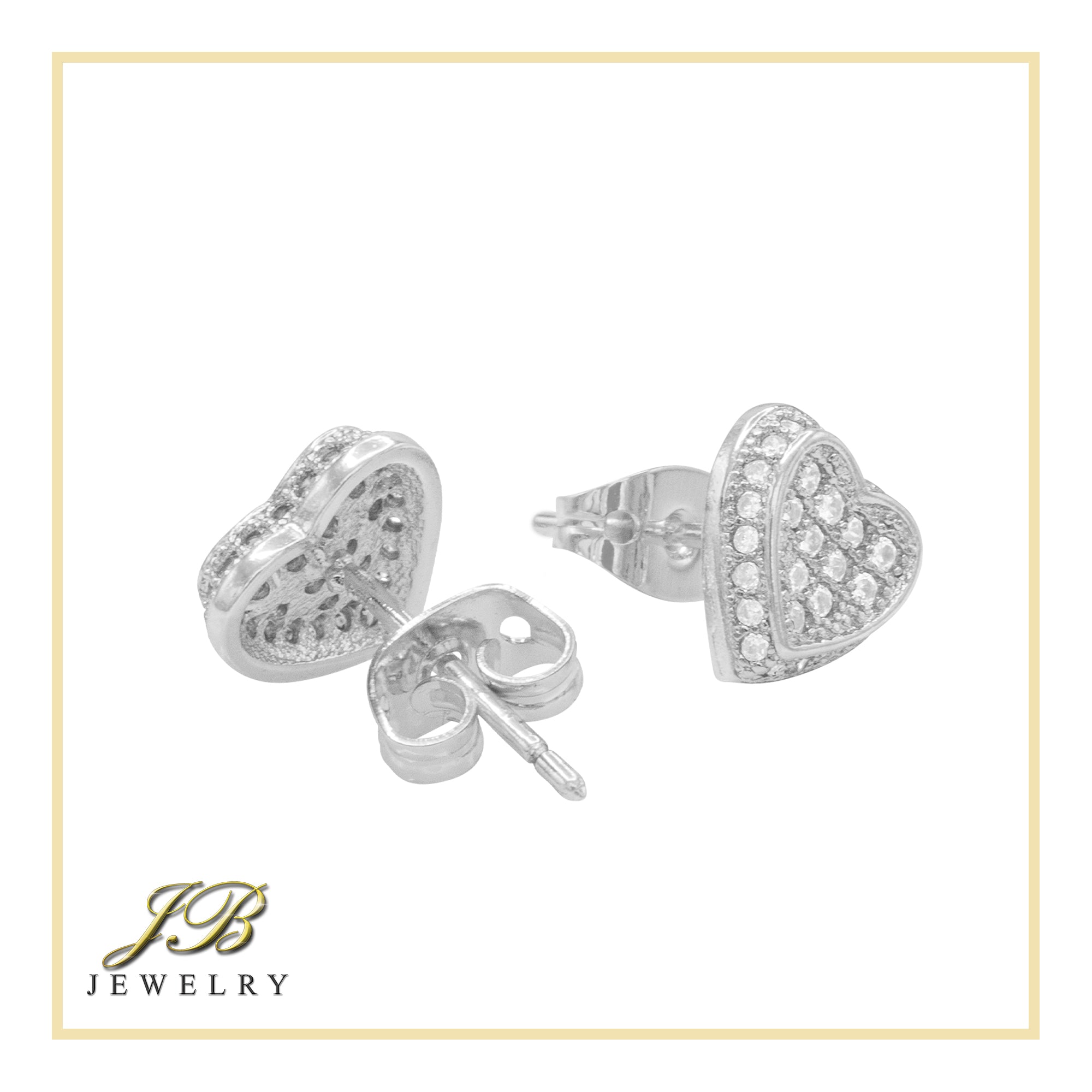 Heart 6 Cubic Zirconia Earrings 14K Gold Filled Silver Hip Hop Studs Jewelry Women