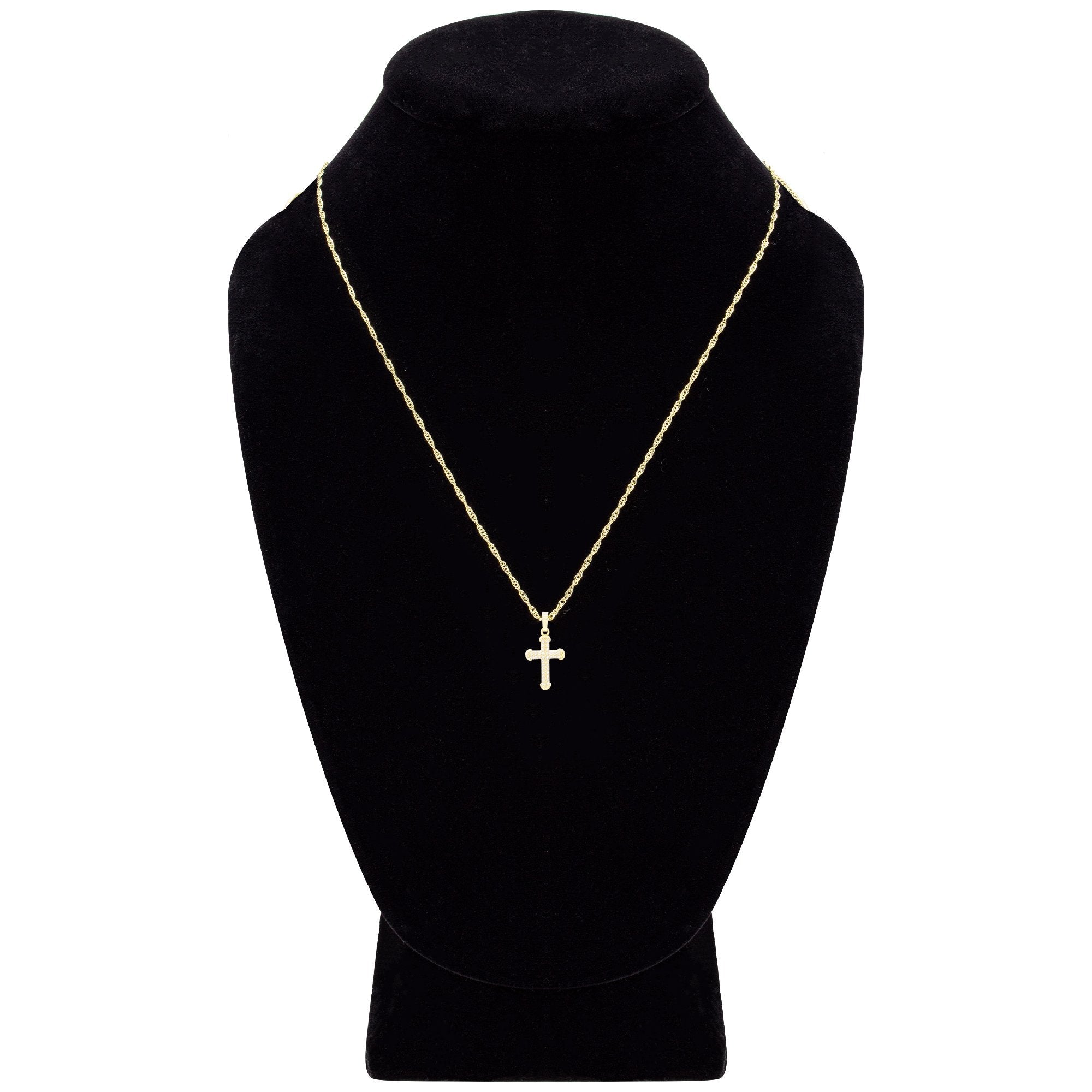 CZ Stone Accurate Cross Cubic Zirconia Pendant With Necklace Set 14K Gold Filled