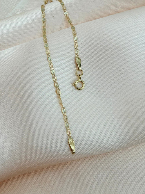10K Solid Gold Delicate Bracelet – 3 Tone Diamond-Cut Chain, 7” | pulsera de oro 10k