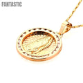 14K Gold CZ Guadalupe Virgin Pendant
