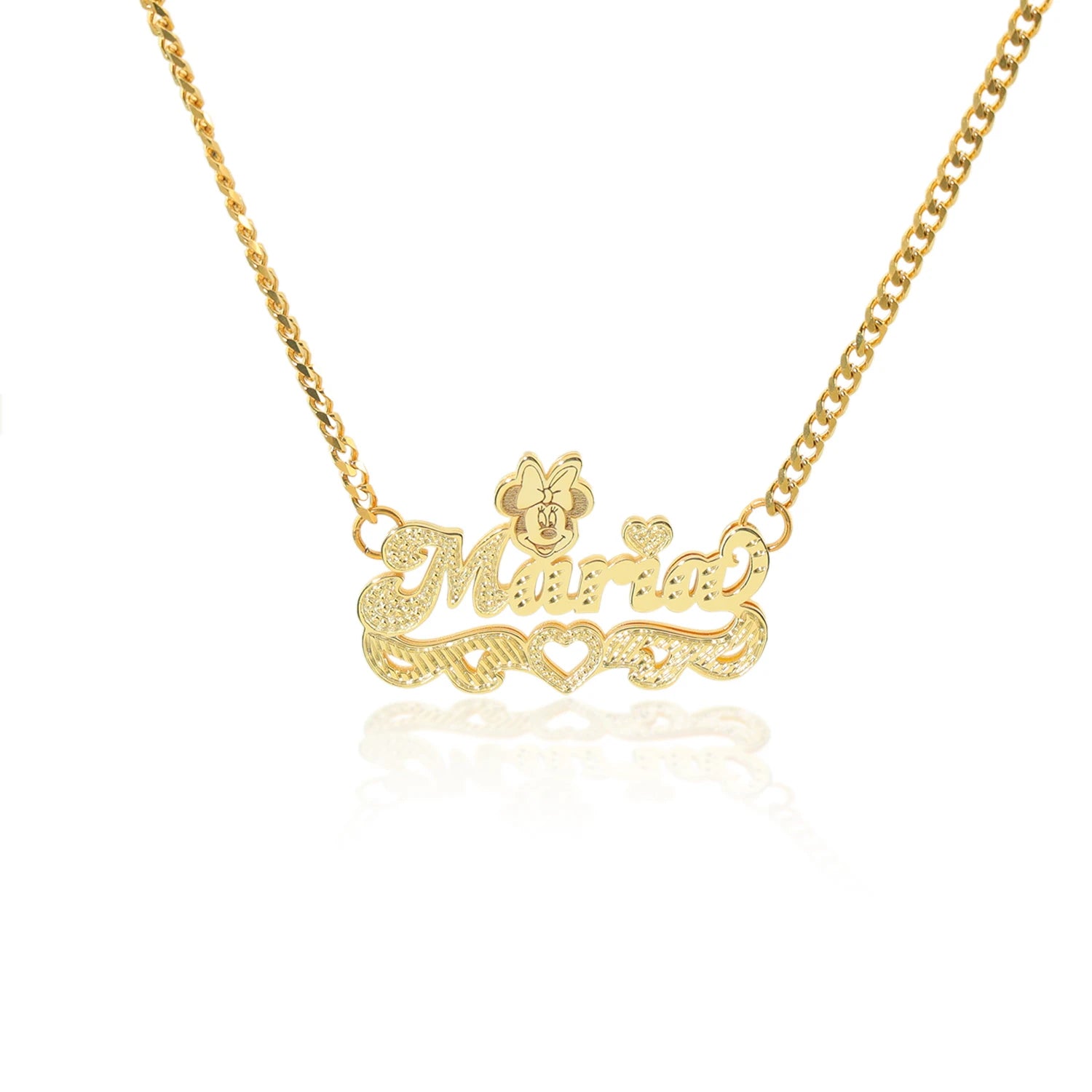 3D  Pendant 18K Gold Plated Double Layer Name Pendant Custom  Cartoon Characters Fine Necklace for Women  Kids Necklace Fashion