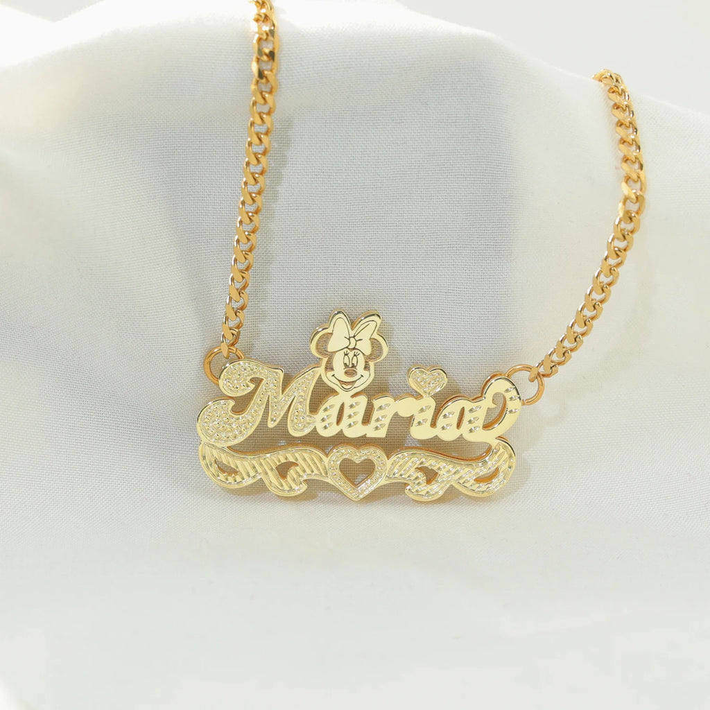 3D  Pendant 18K Gold Plated Double Layer Name Pendant Custom  Cartoon Characters Fine Necklace for Women  Kids Necklace Fashion