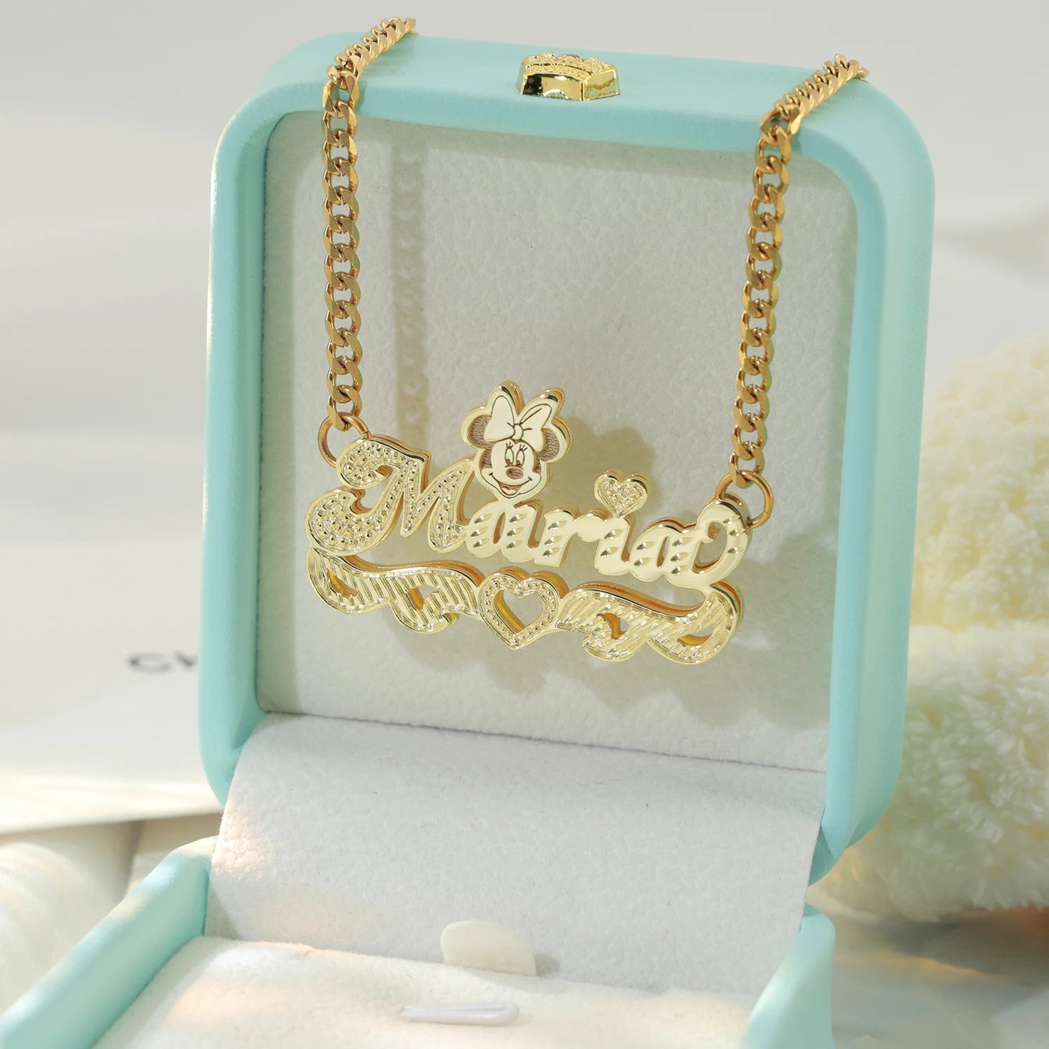 3D  Pendant 18K Gold Plated Double Layer Name Pendant Custom  Cartoon Characters Fine Necklace for Women  Kids Necklace Fashion
