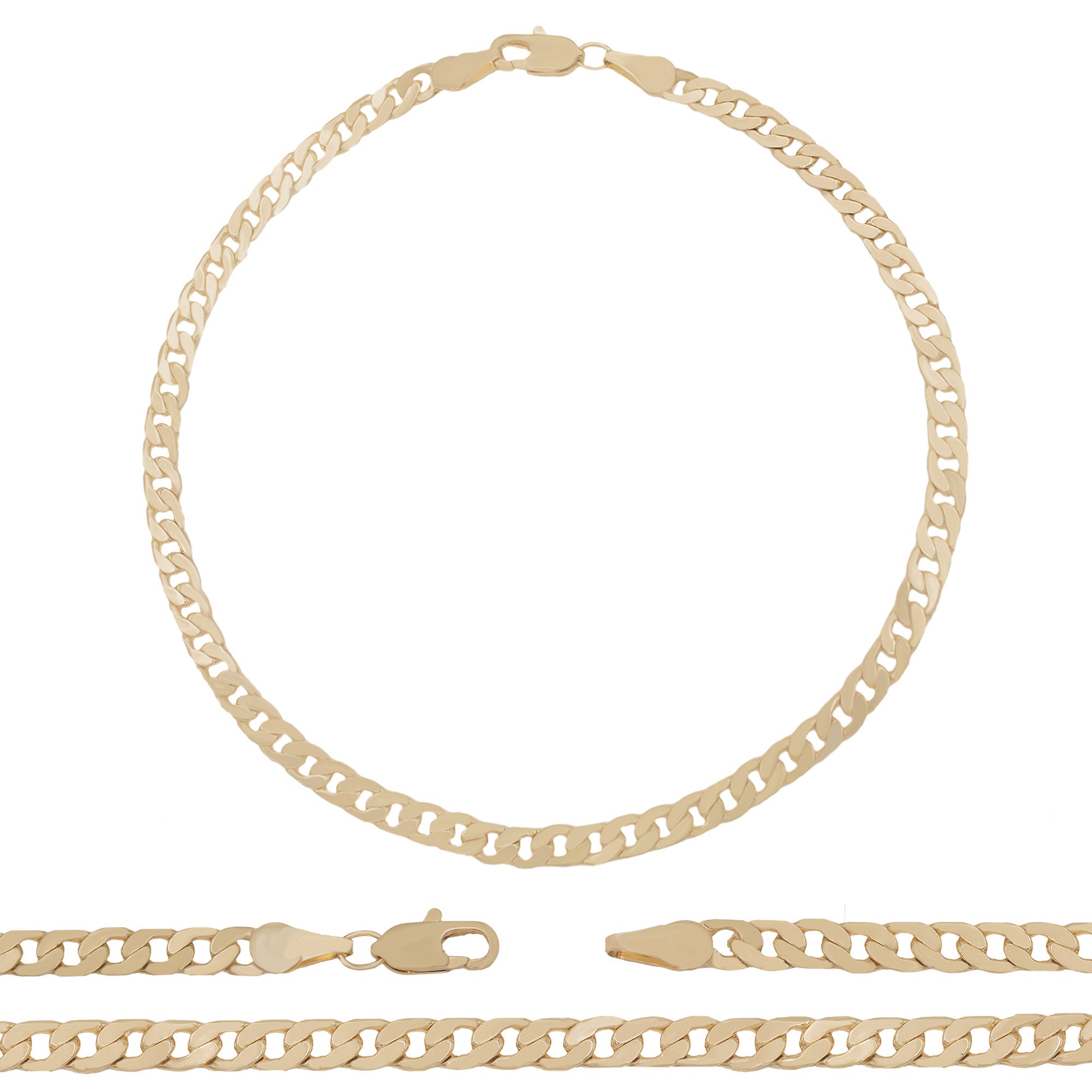 Cuban Link 14K Gold Filled Anklet Curb Chain 10'' Women Jewelry