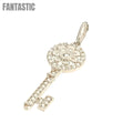 14K White Gold CZ Modern Open Round Key Pendant