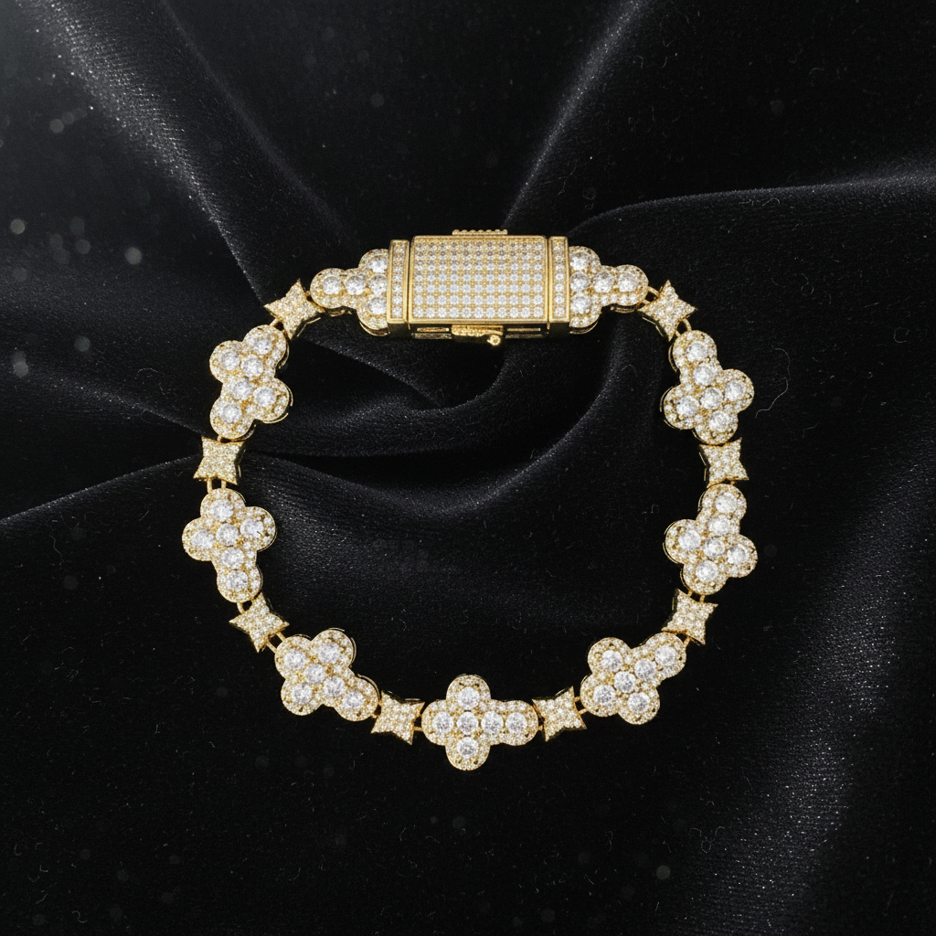10mm cross flower star bracelet with micro-inlaid zircon