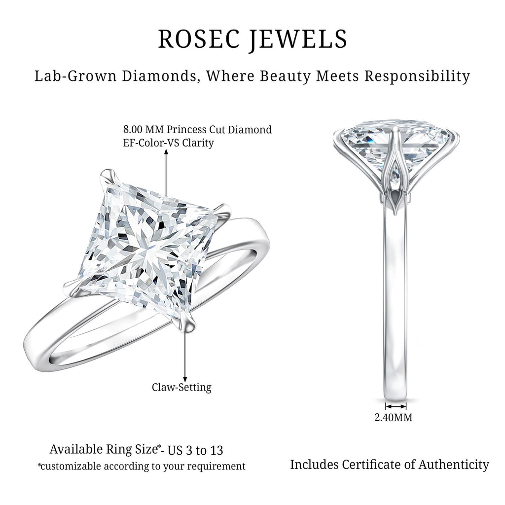 IGI Certified Lab Grown Diamond 3 Carat Princess Cut Engagement Ring
