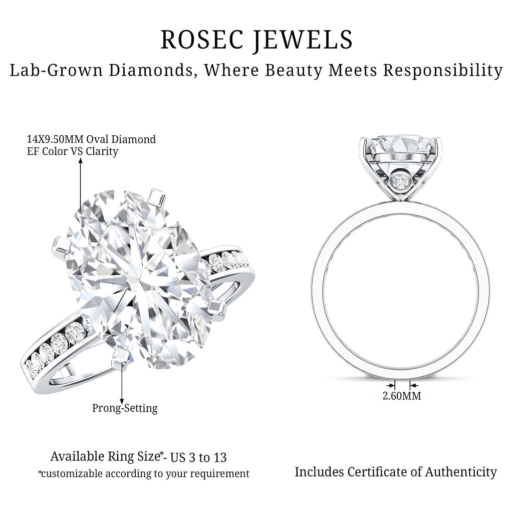 4 Carat Oval Shaped Lab Grown Diamond Huge Engagement Ring with IGI Certificate