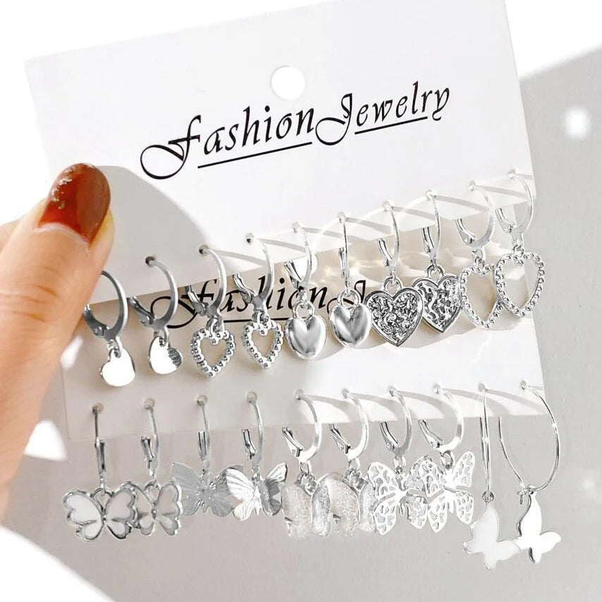 24-Pair Vintage-Inspired Small Hoop Earring Set for Women Elegant Geometric Iron Ear Ornaments for Daily Wear Gifts 2024 Jewelry