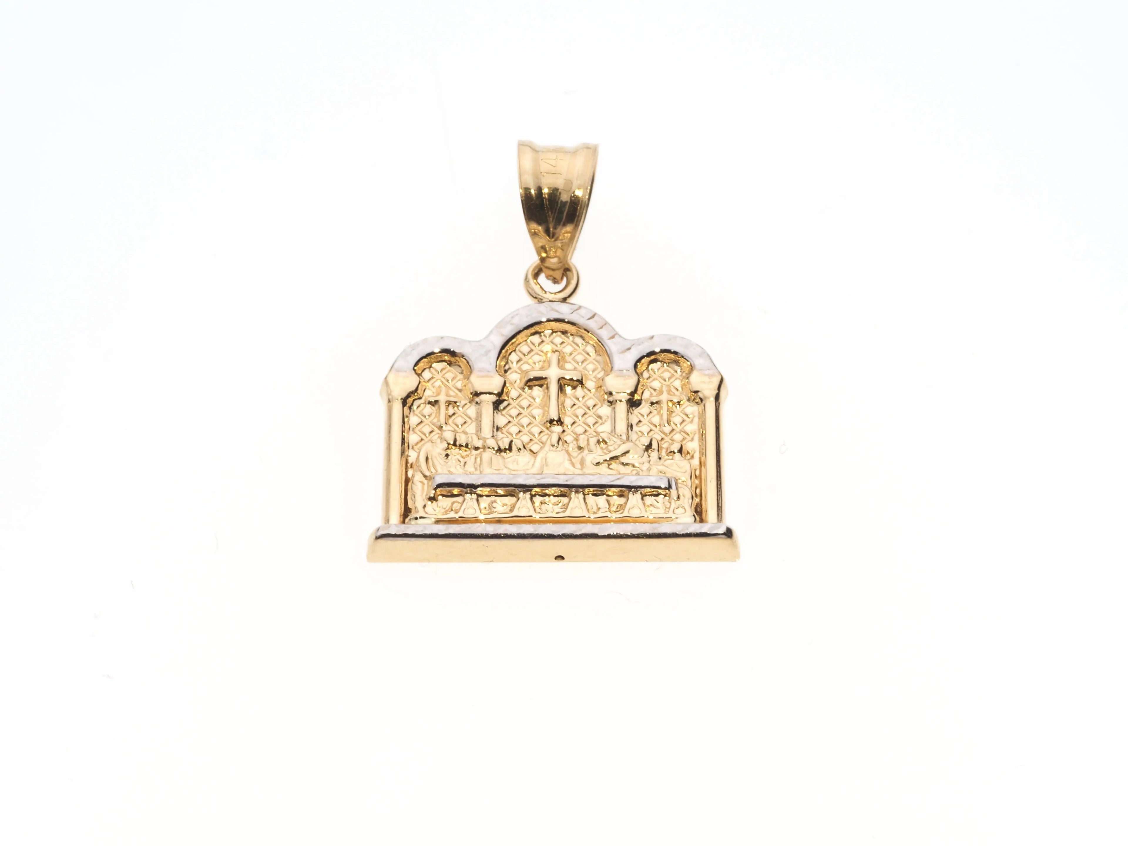 14K Gold Square Last Supper Pendant