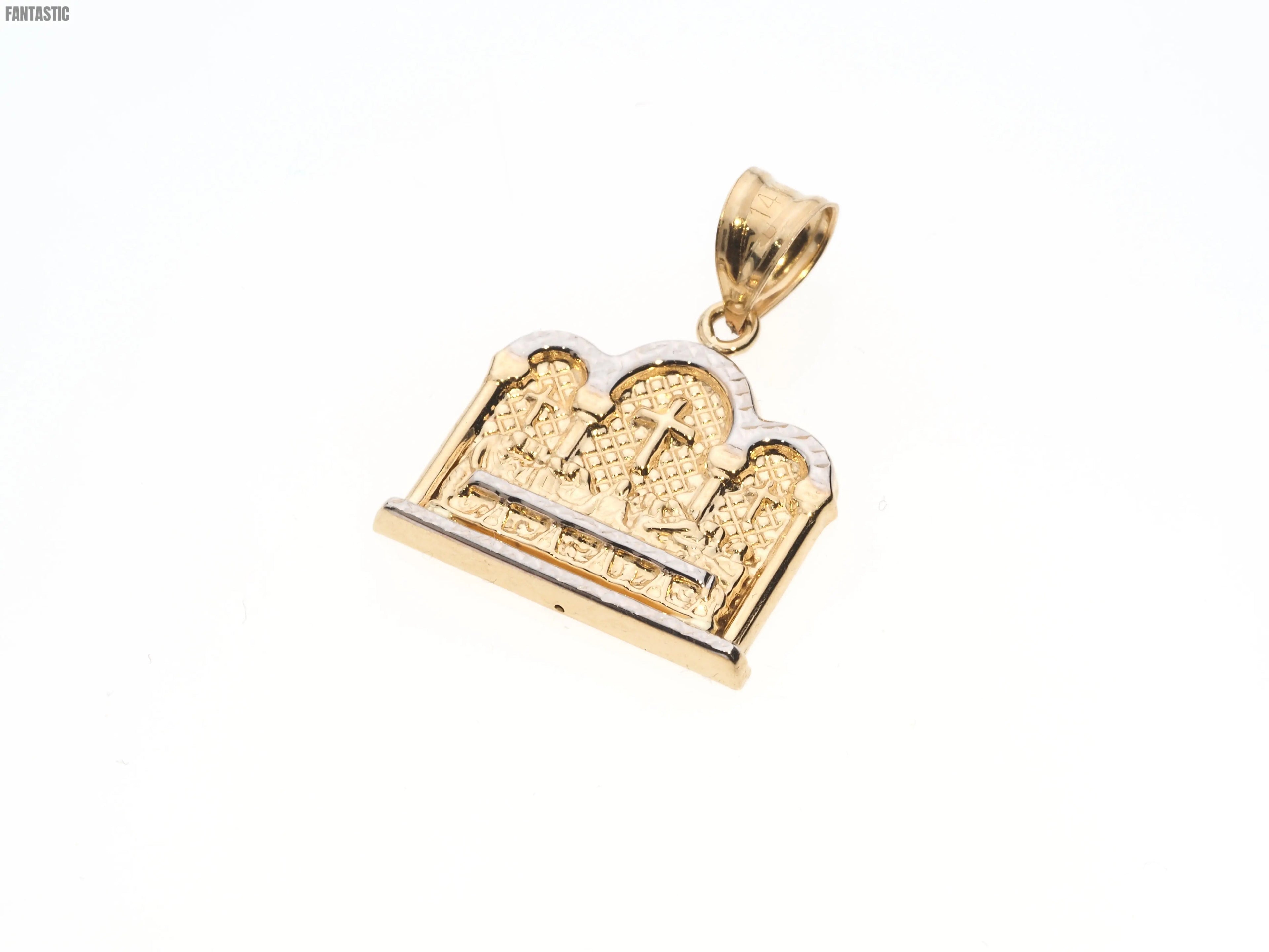 14K Gold Square Last Supper Pendant