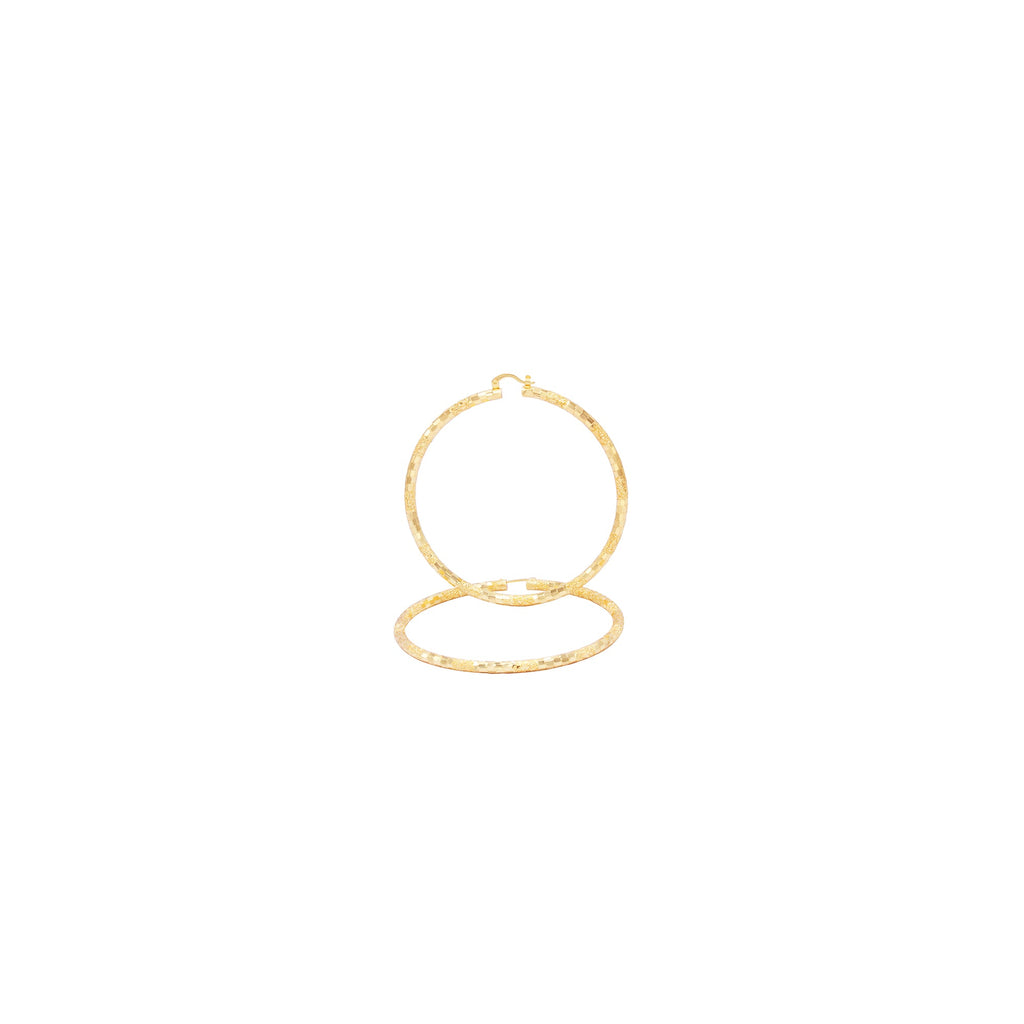 14K Gold-Filled Box Textured Cut Hoop Women Earrings 4 mm Thick 25-80 mm