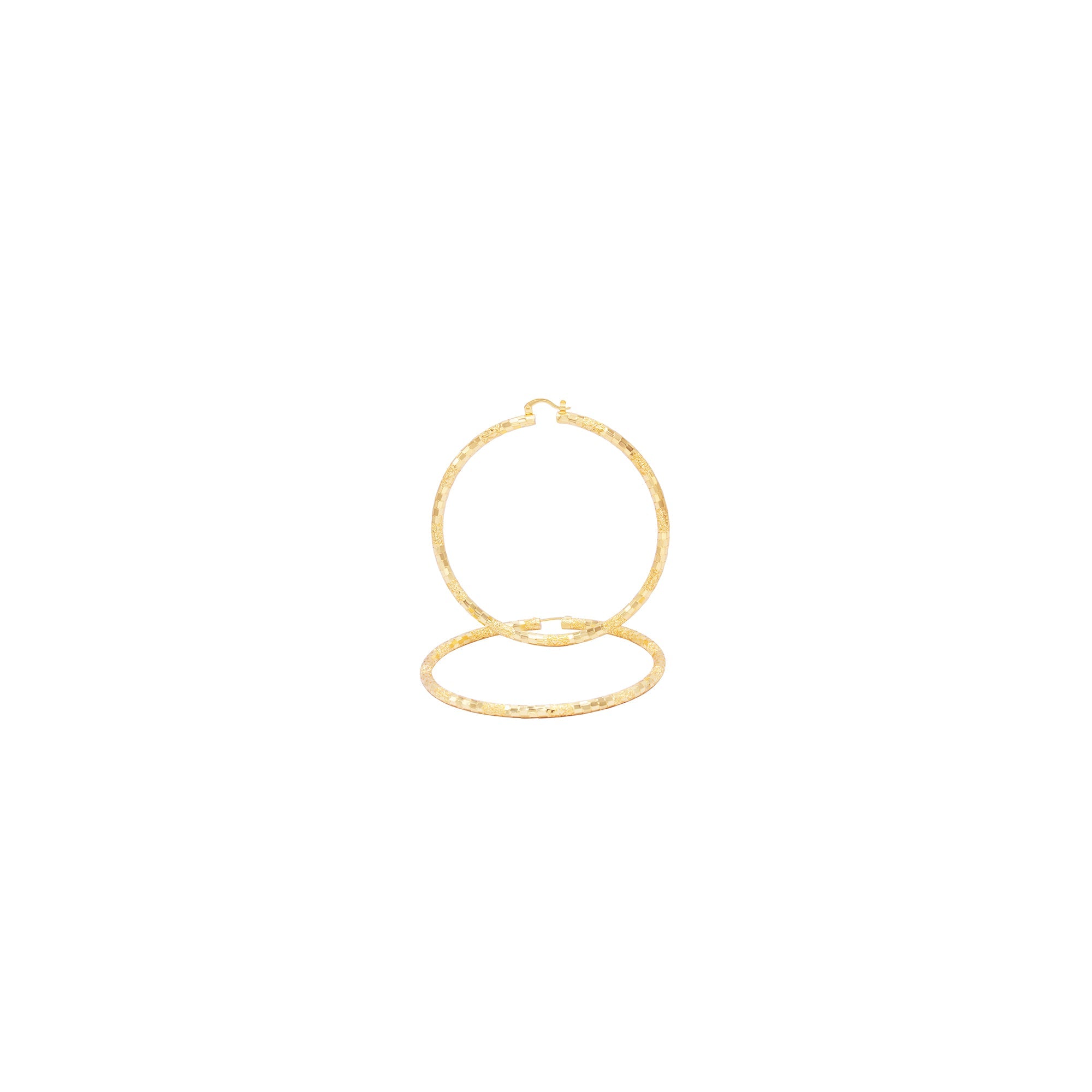 14K Gold-Filled Box Textured Cut Hoop Women Earrings 4 mm Thick 25-80 mm