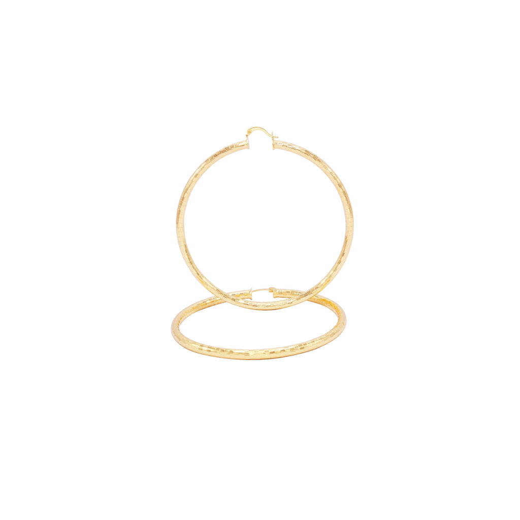 14K Gold-Filled Box Cut Hoop Women Earrings 4 mm Thick 25-80 mm