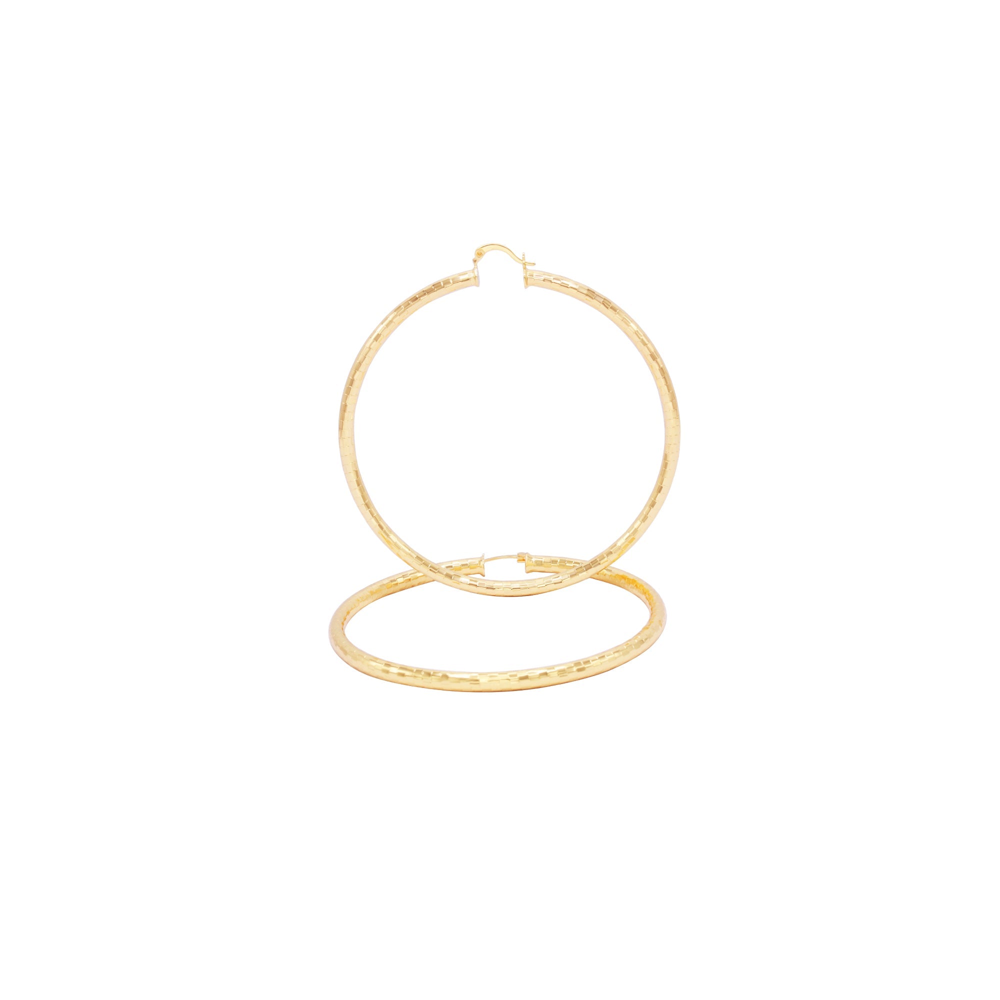 14K Gold-Filled Box Cut Hoop Women Earrings 4 mm Thick 25-80 mm