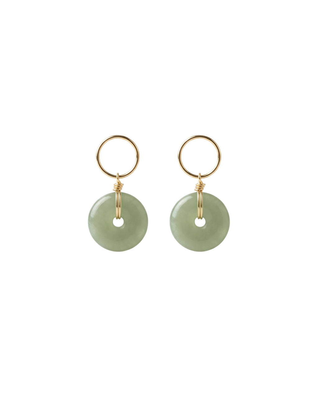 Coin — Green Jade Hollow Earrings