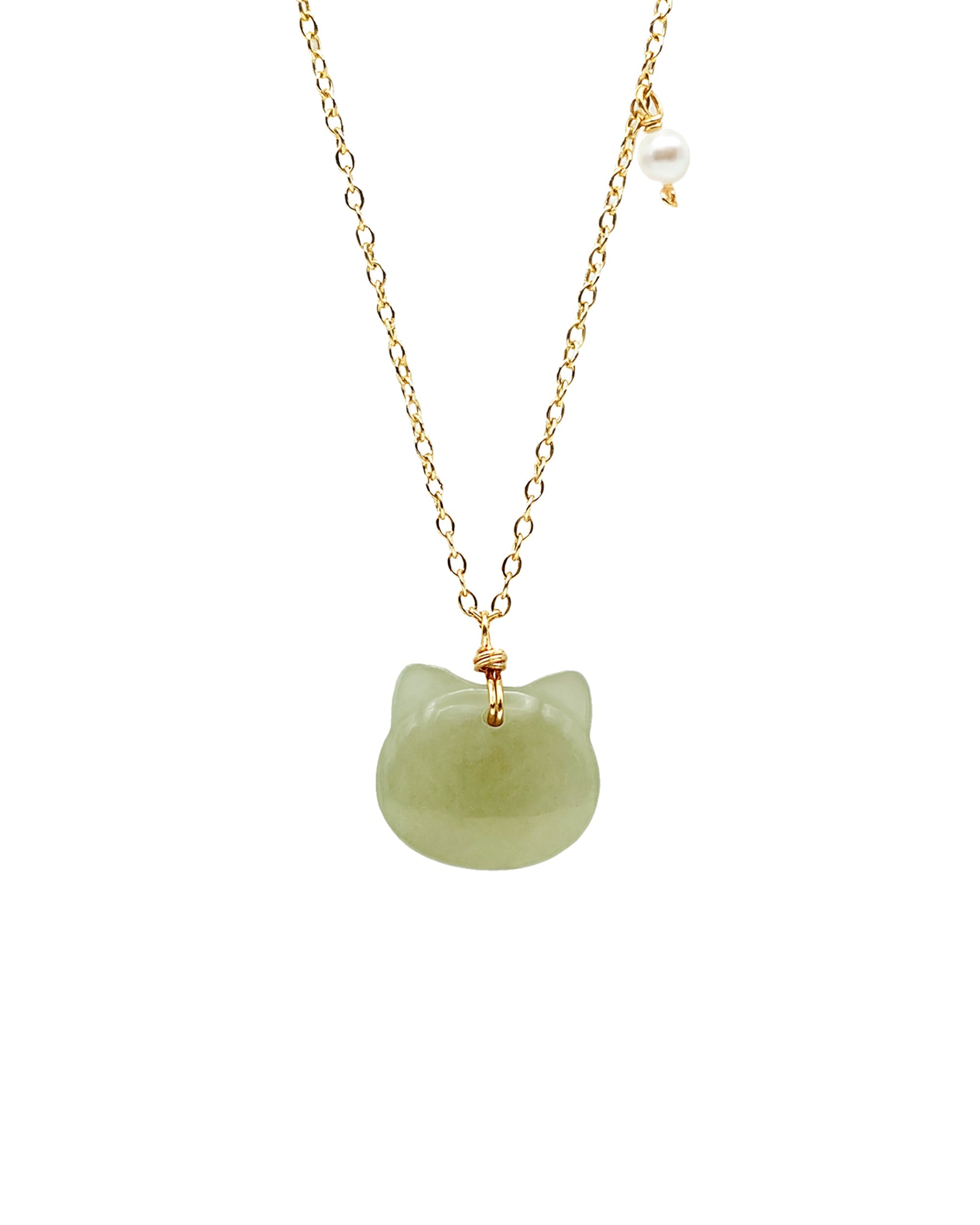 Choupette — Cat Green Jade Pendant Necklace