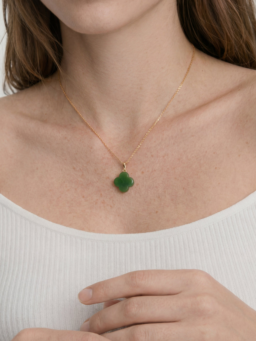 Clover — Green Jade Pendant Necklace