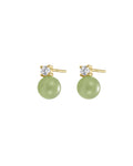 Esther — Green Jade and Zircon Stud Earrings