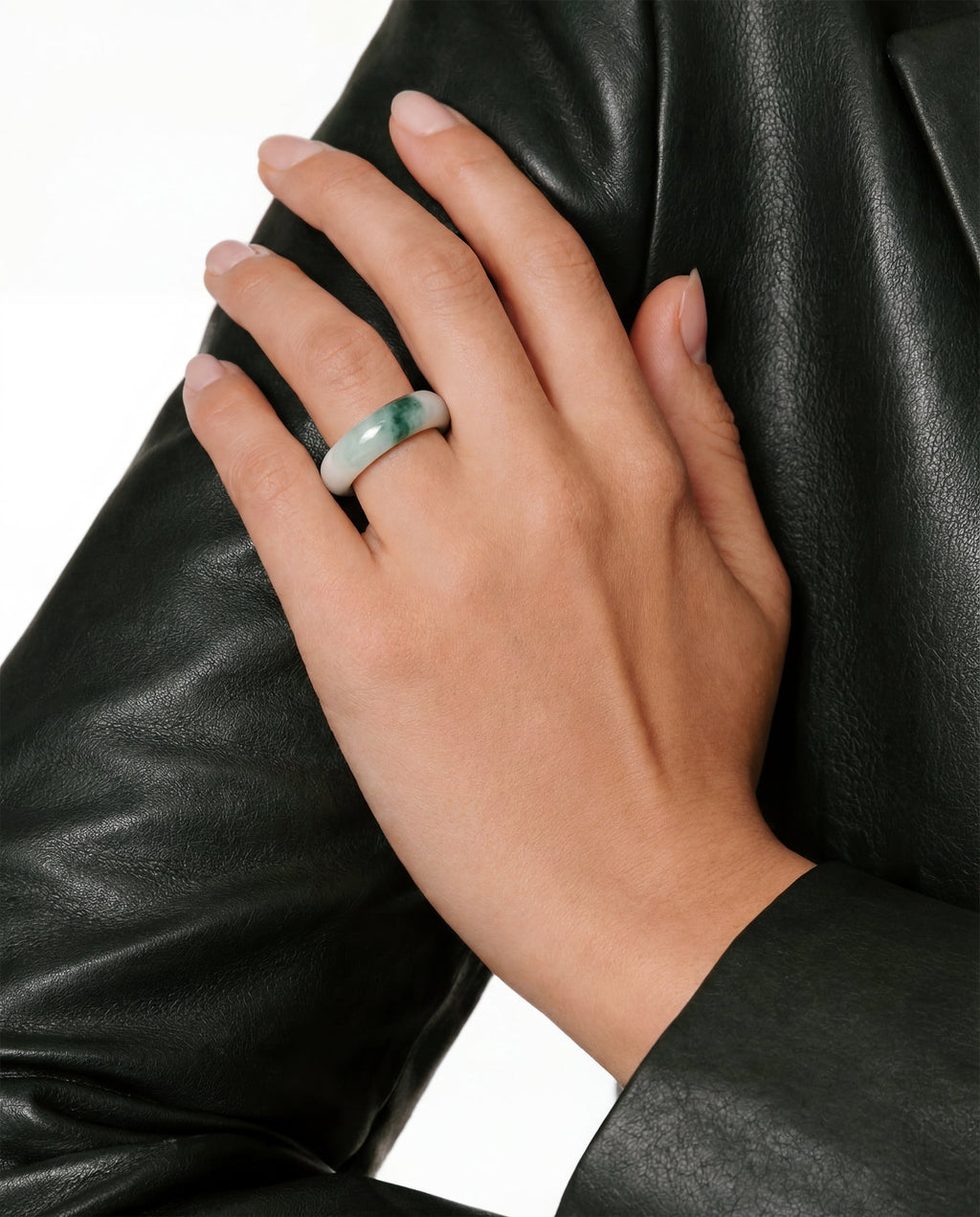Koi — Mottled Green Jade Ring