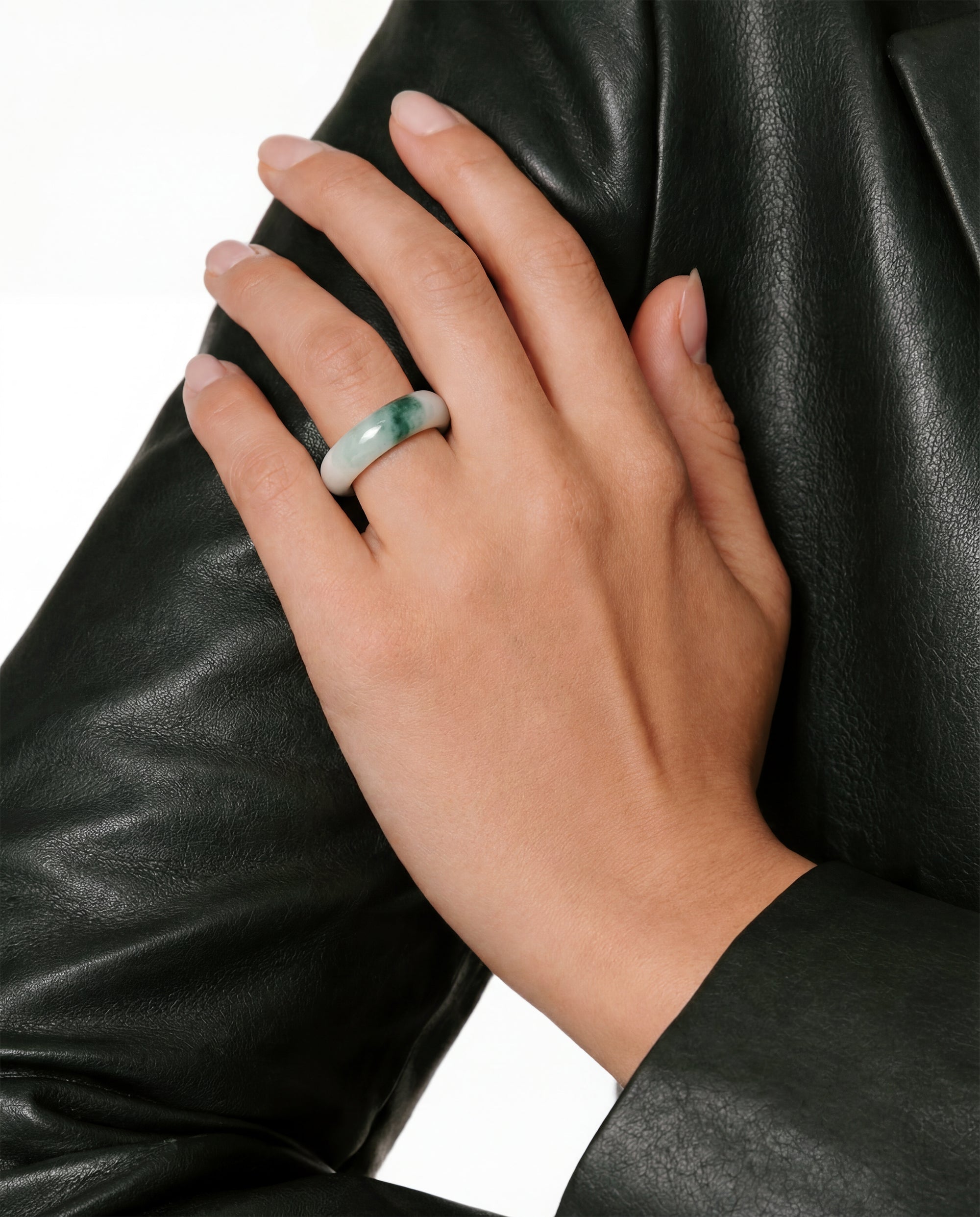 Koi — Mottled Green Jade Ring