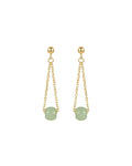 Zodiac collection | Libra — Skinny gold chain jade earrings