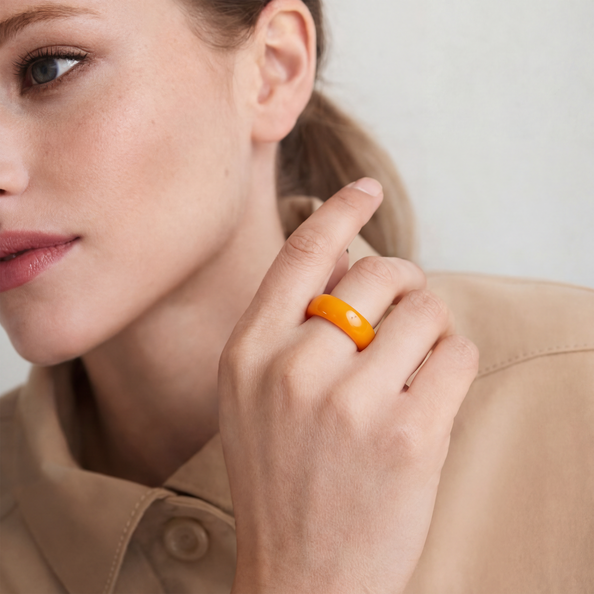 Mandarin — Orange Jade Stone Ring