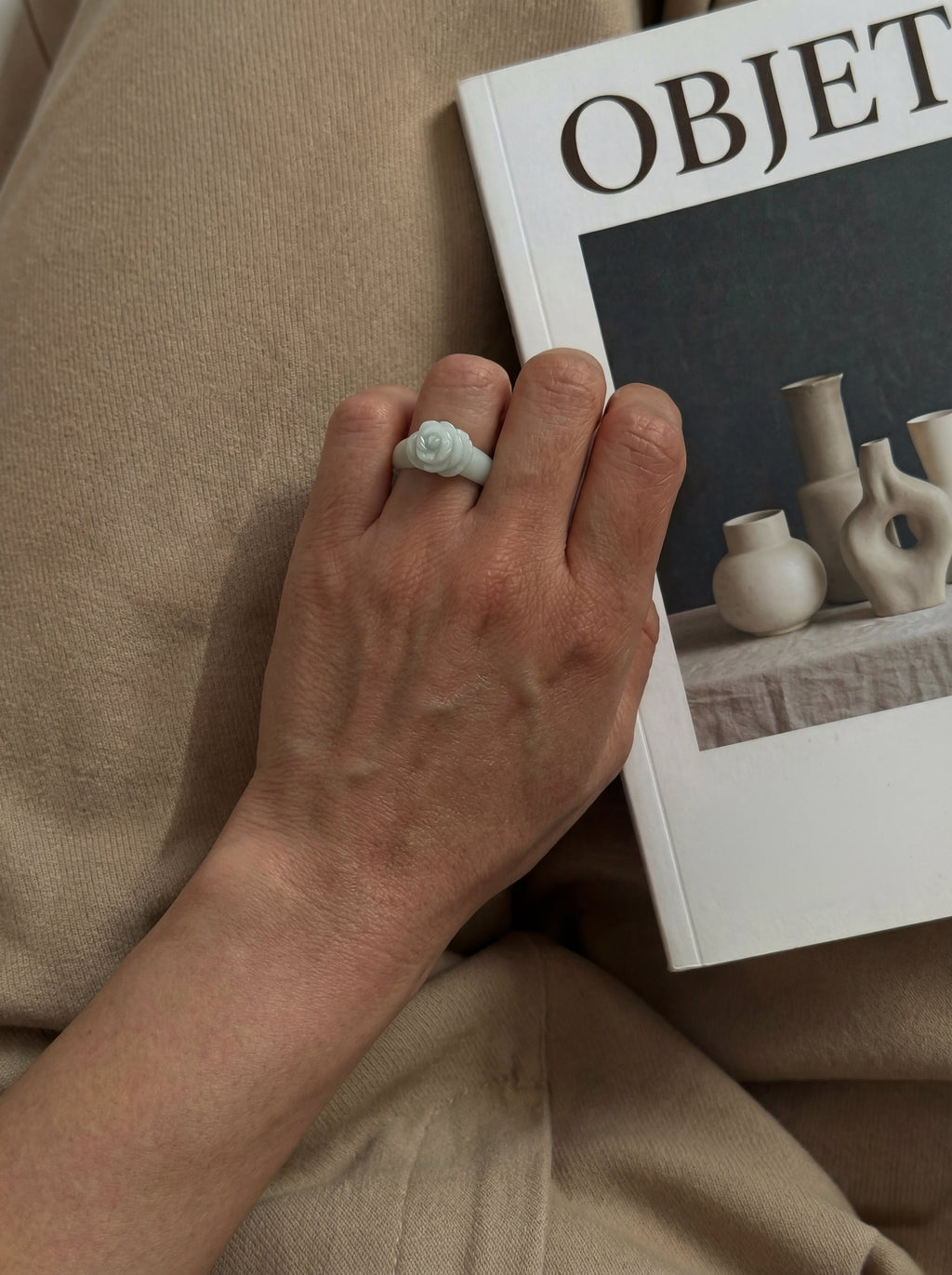 Rose — Off-White Jade Ring