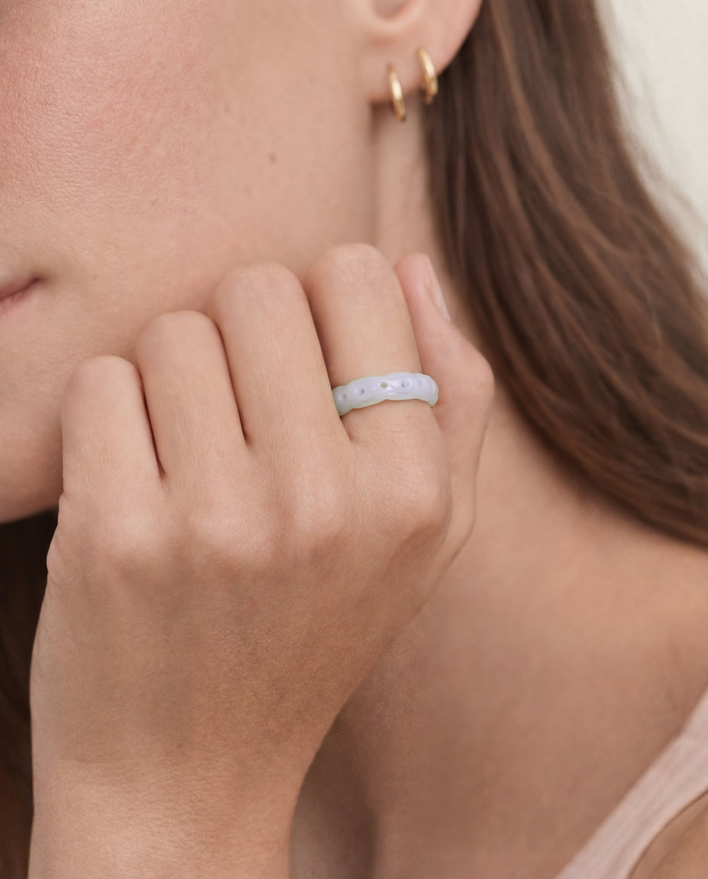 Weave — Off-White Jade Ring