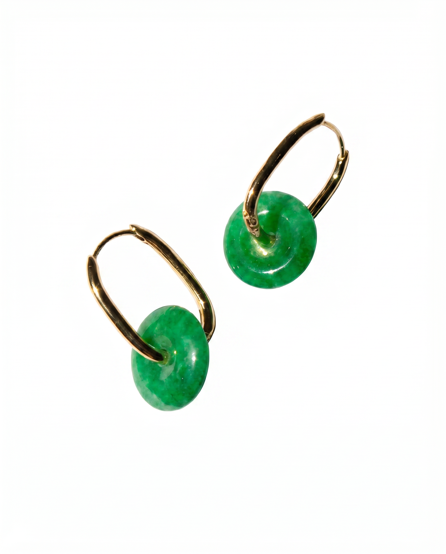 Willow — Green Jade Stone Hoop Earrings